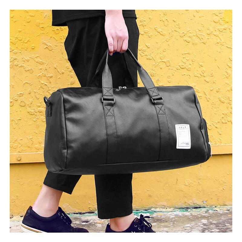 PU Leather Sports Gym Duffle Bag