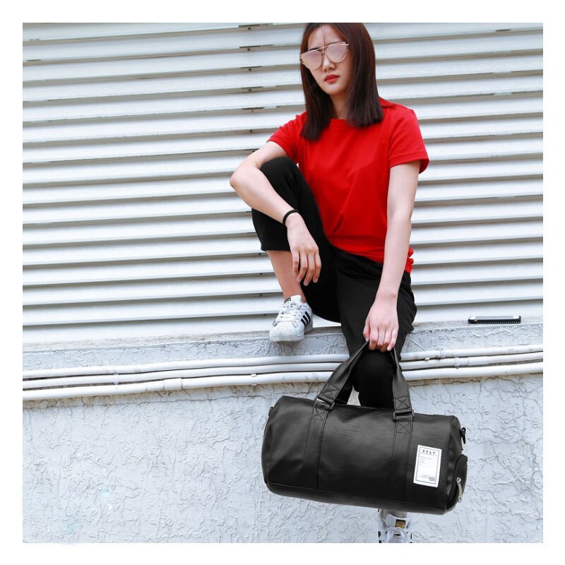 PU Leather Sports Gym Duffle Bag