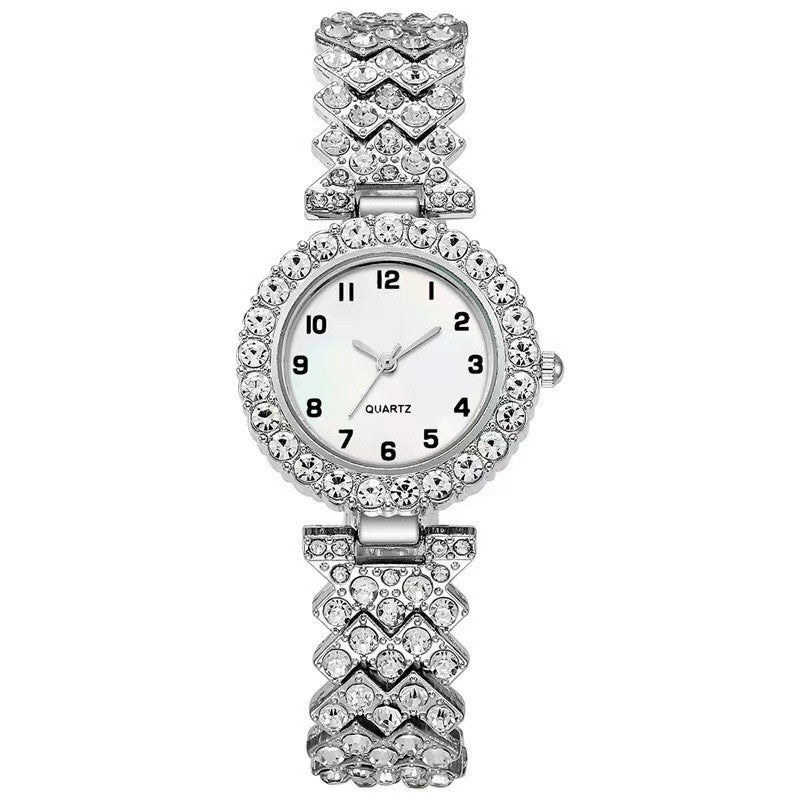 Luxury Valentine Jewellery Set Clock Gift Silver Strap With Quartz Wristwatch Alloy Bracelet For Ladies