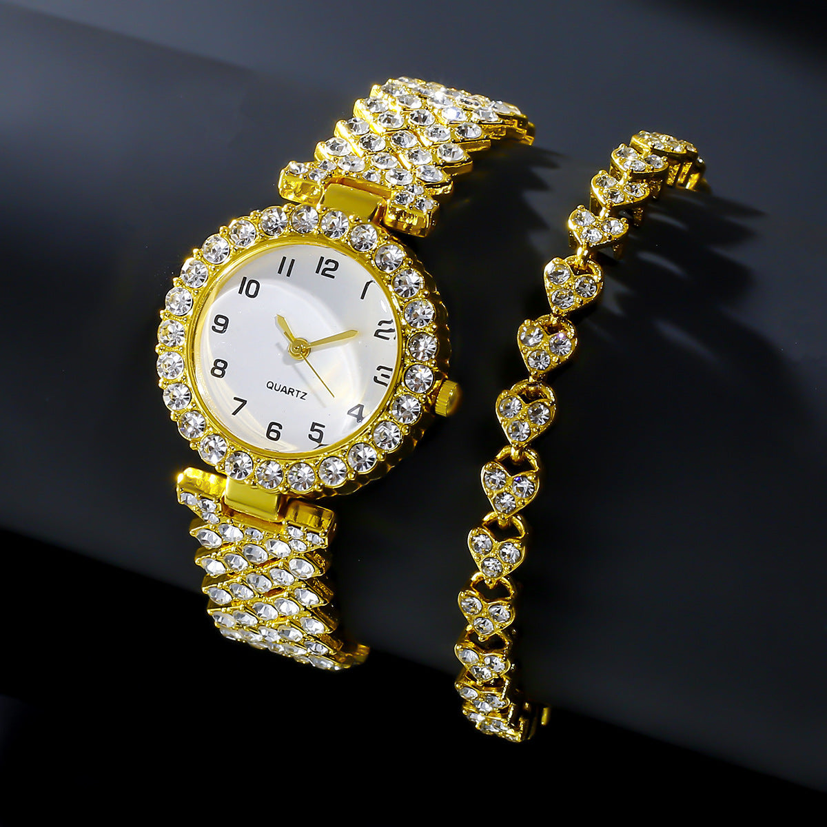 Luxury Valentine Jewellery Set Clock Gift Silver Strap With Quartz Wristwatch Alloy Bracelet For Ladies