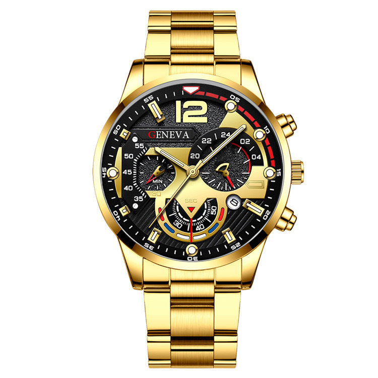 New Three Eye Quartz Watch With Bracelet Set Valentine's Day Gifts