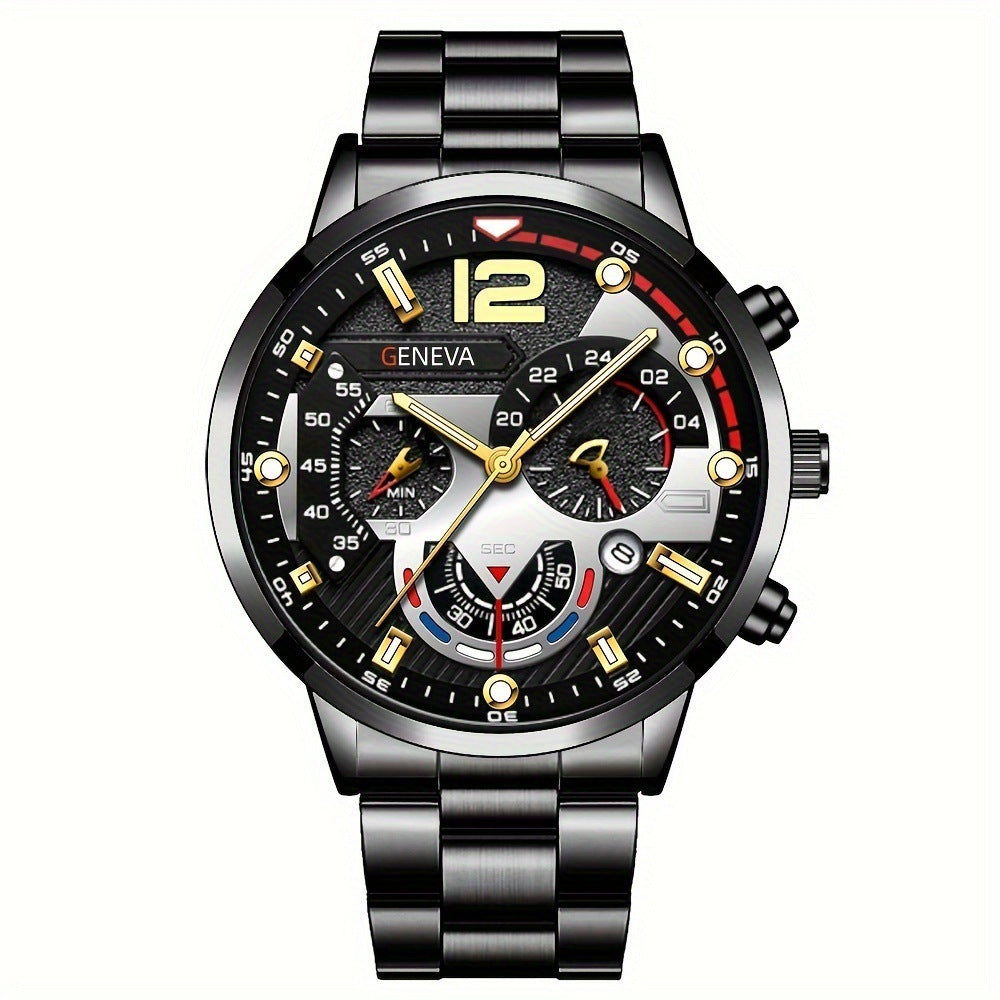 New Three Eye Quartz Watch With Bracelet Set Valentine's Day Gifts