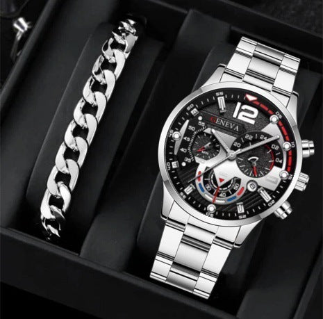 New Three Eye Quartz Watch With Bracelet Set Valentine's Day Gifts