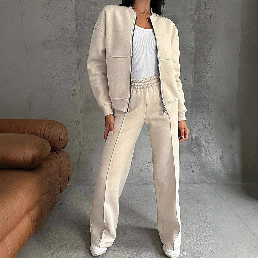 Premium Women's Sports Suits Zipper Jacket With Wide Bottom