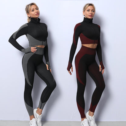 3PCS Gym Tracksuit Set With Leggings Crop Top Sports Bra