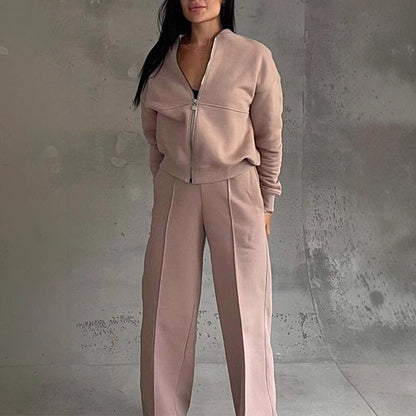 Premium Women's Sports Suits Zipper Jacket With Wide Bottom
