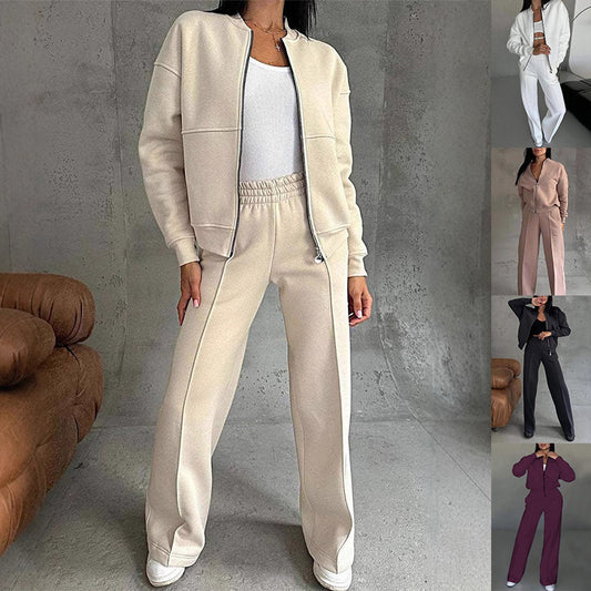 Premium Women's Sports Suits Zipper Jacket With Wide Bottom