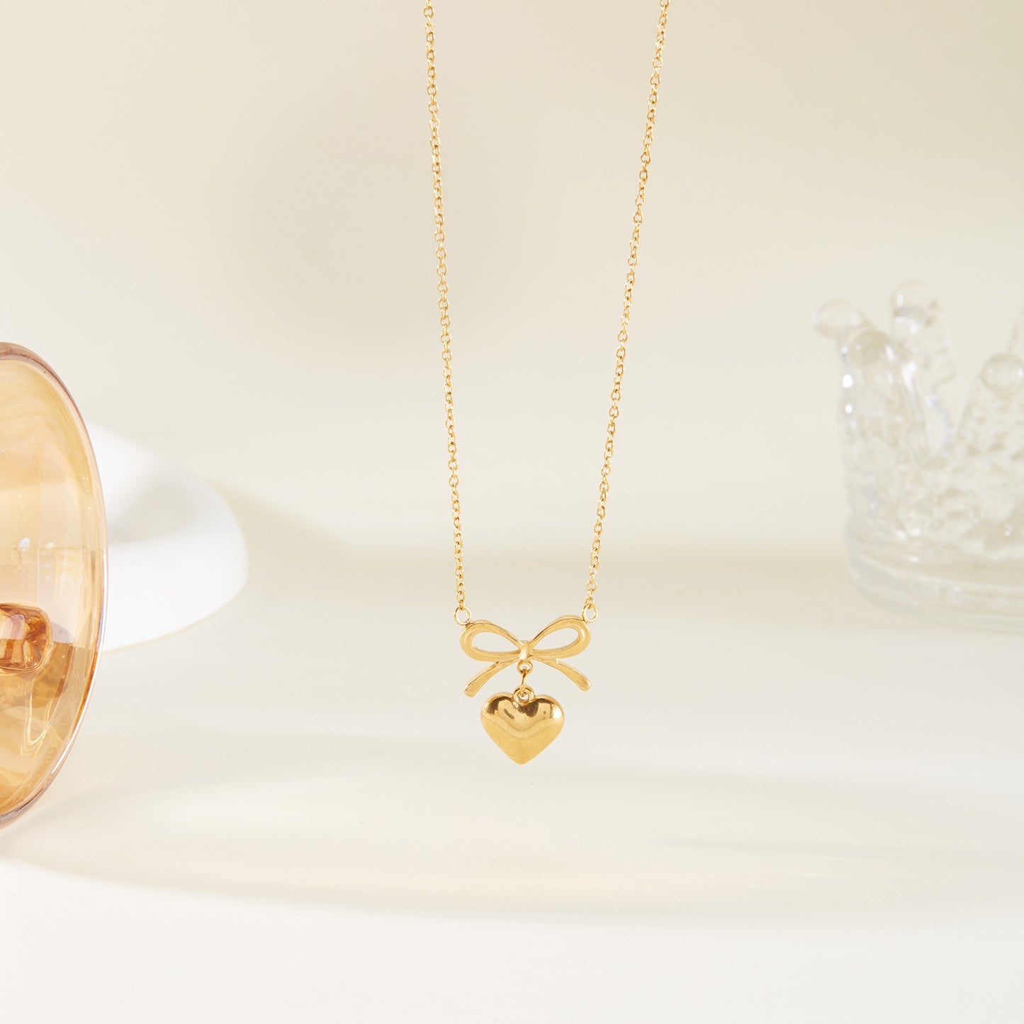 Love Heart Bowknot Shape Charm Chain Choker Fine Necklaces Pendant New Fashion