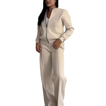 Premium Women's Sports Suits Zipper Jacket With Wide Bottom