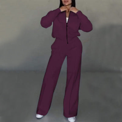Premium Women's Sports Suits Zipper Jacket With Wide Bottom
