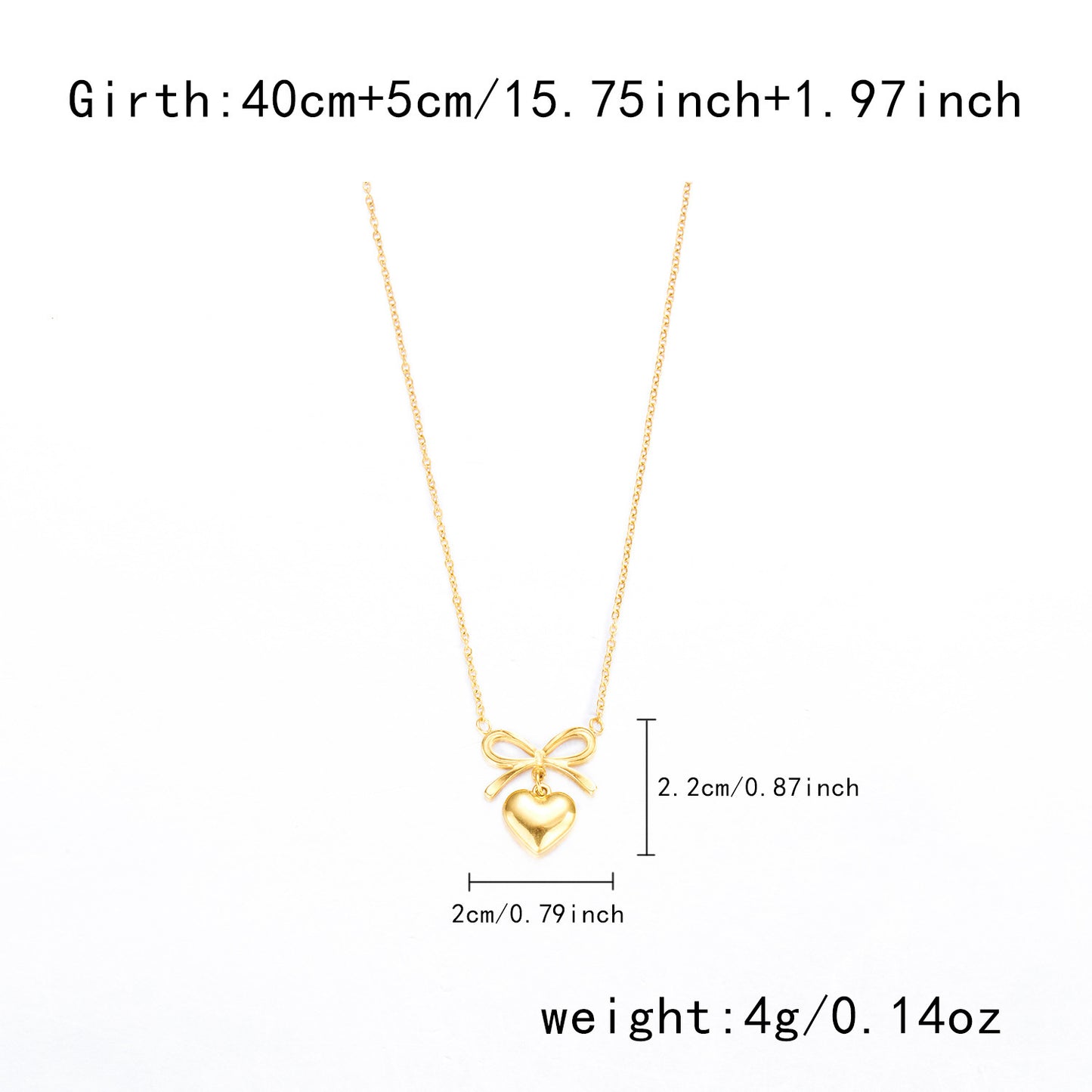 Love Heart Bowknot Shape Charm Chain Choker Fine Necklaces Pendant New Fashion
