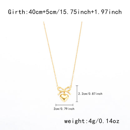 Love Heart Bowknot Shape Charm Chain Choker Fine Necklaces Pendant New Fashion