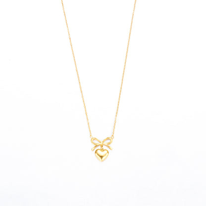Love Heart Bowknot Shape Charm Chain Choker Fine Necklaces Pendant New Fashion
