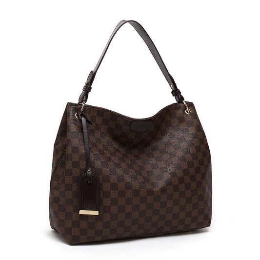 Elegant Checkered Slouch Bag