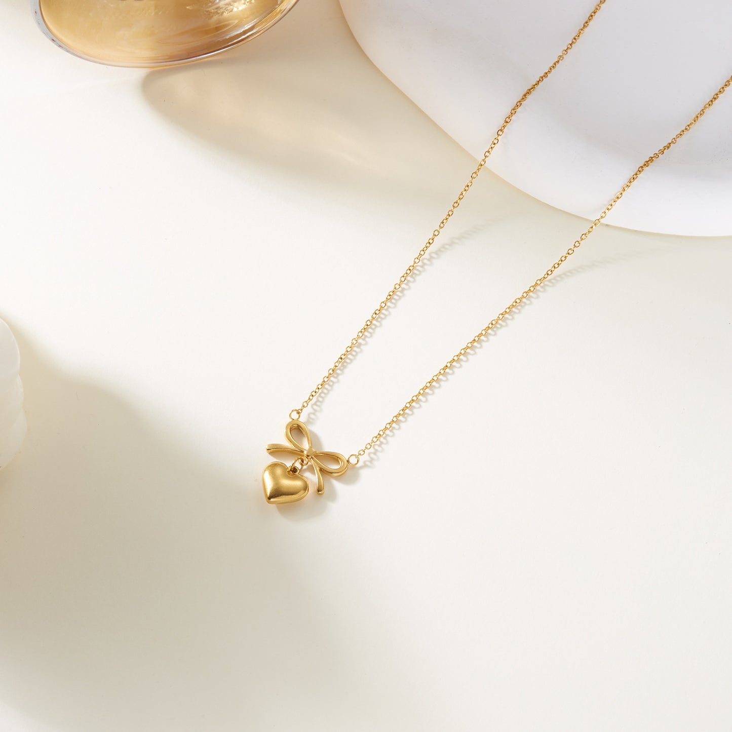 Love Heart Bowknot Shape Charm Chain Choker Fine Necklaces Pendant New Fashion