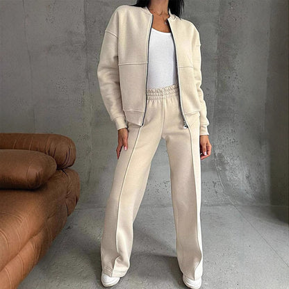 Premium Women's Sports Suits Zipper Jacket With Wide Bottom