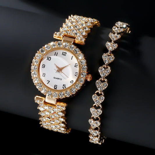 Luxury Valentine Jewellery Set Clock Gift Silver Strap With Quartz Wristwatch Alloy Bracelet For Ladies