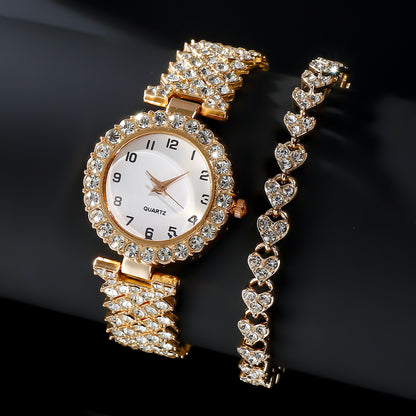 Luxury Valentine Jewellery Set Clock Gift Silver Strap With Quartz Wristwatch Alloy Bracelet For Ladies